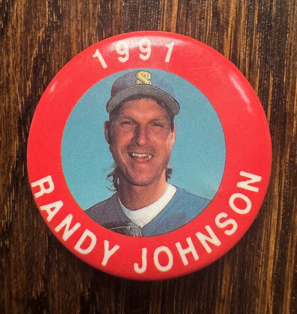 VINTAGE 1991 Randy Johnson Seattle Mariners MLBPA MLB Baseball Pinback Button